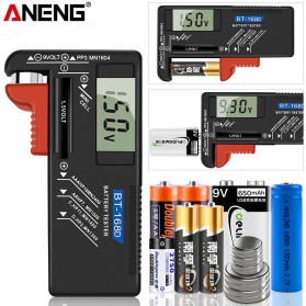 Charger Baterai Senter dan Alat Elektronik - ANENG Tester Baterai Capacity Checker AA AAA Display Digital - BT-168D - Black