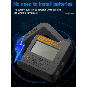 ANENG Tester Baterai Capacity Checker 18650 AA AAA Display Digital - 168 Max - Black - 7