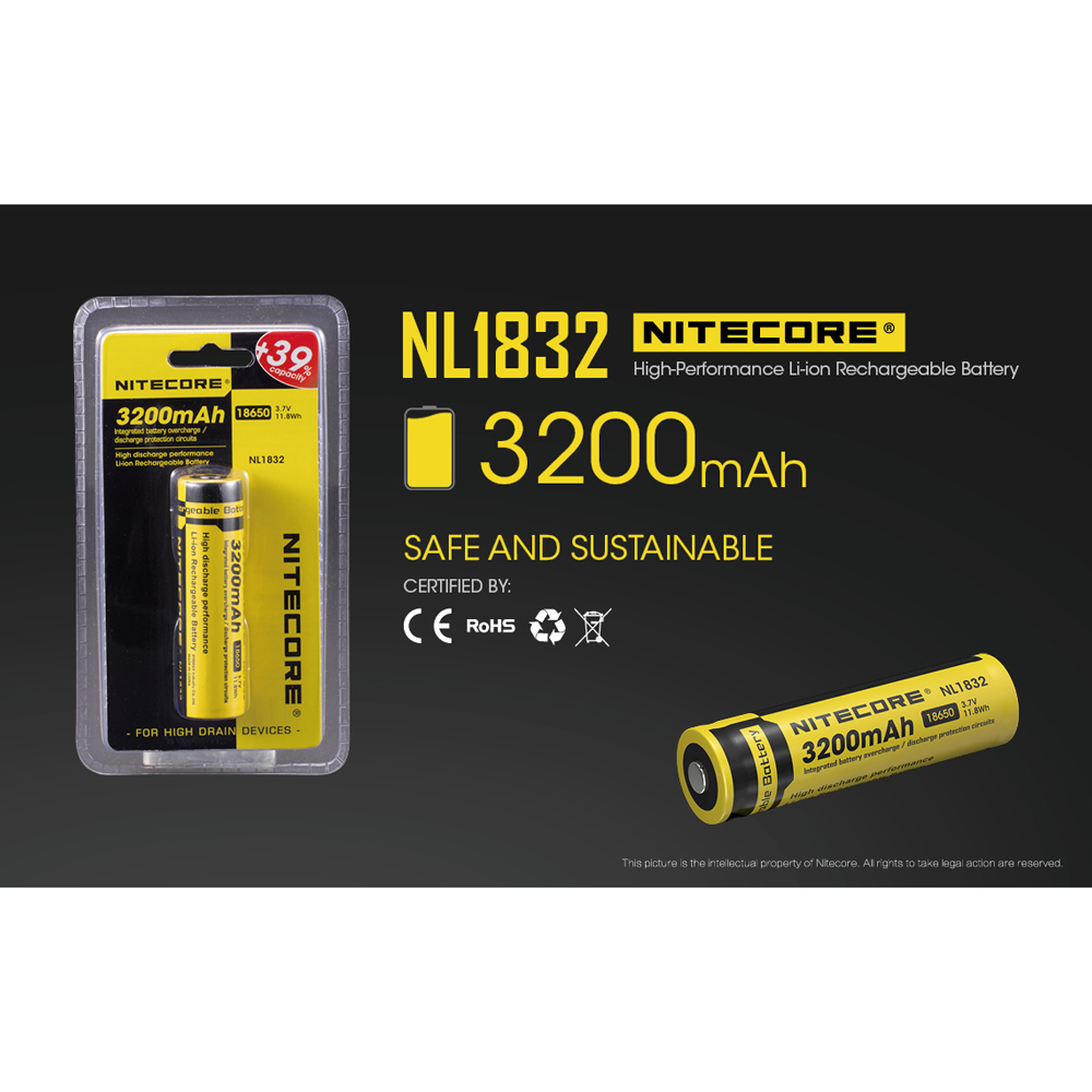 Gambar produk NITECORE 18650 Baterai Li-ion 3200mAh 3.7V - NL1832