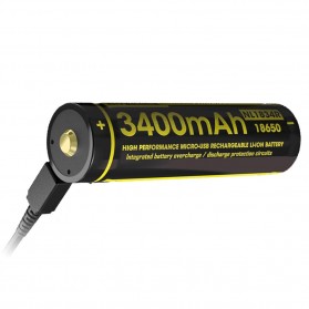 NITECORE 18650 Micro USB Rechargeable Li-ion Battery 3400mAh - NL1834R - Black - 1