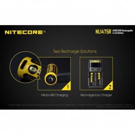 NITECORE 14500 Micro USB Rechargeable Li-ion Battery 750mAh - NL1475R - Black - 3