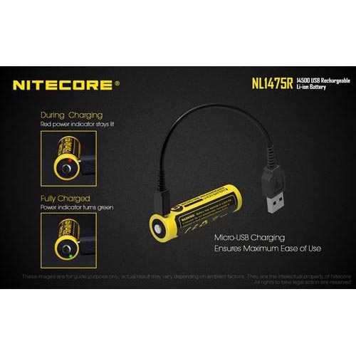 Gambar produk NITECORE 14500 Micro USB Rechargeable Li-ion Battery 750mAh - NL1475R