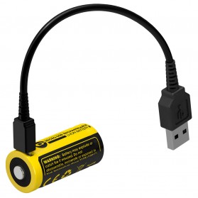 NITECORE 16340 Micro USB Rechargeable Li-ion Battery 650 mAh - NL1665R - Black