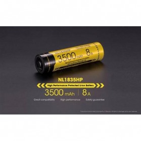 NITECORE 18650 Baterai Li-ion High Performance 3500mAh 3.6V 8A - NL1835HP - Black/Yellow - 7