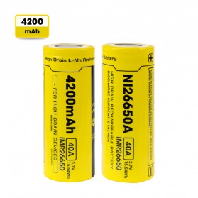 NITECORE Baterai 26650 Vape Senter 4200mAh 40A 3.7V - NI26650A - Yellow