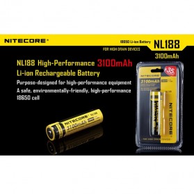NITECORE 18650 Rechargeable Li-ion Battery 3100mAh 3.7V - NL188 - Black/Yellow - 2