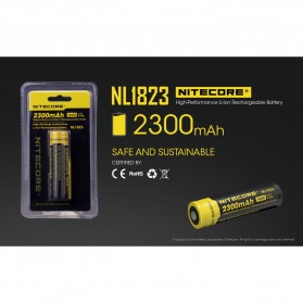 NITECORE 18650 Baterai Li-ion 2300 mAh 3.7 V - NL1823 - Black/Yellow - 3