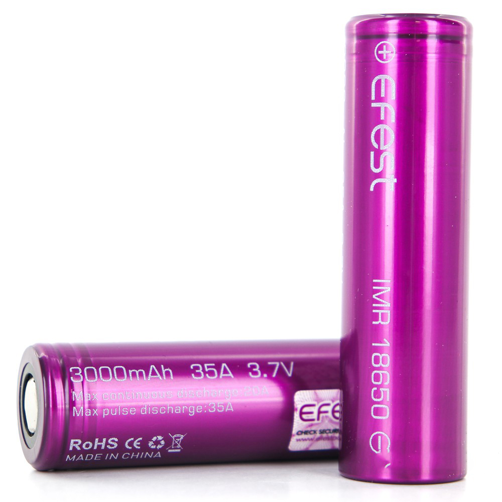 Efest Purple IMR 18650 Li Mn Battery 3000mAh 37V 35A With Flat Top