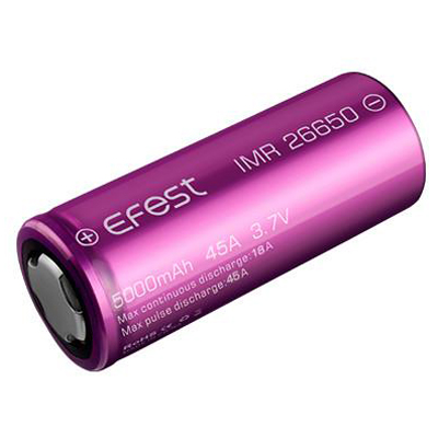 ... Efest IMR 26650 Battery 5000mAh 3.7V 45A with Flat Top - Purple - 1 ...