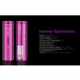 Efest Purple IMR 21700 Li-Mn Battery 5000mAh 3.7V 10A with Flat Top - Purple - 4