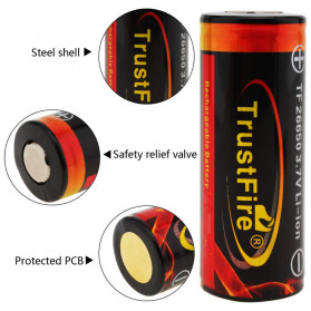 TrustFire Baterai Li-ion 26650 Protection Board 3500mAh 3.7V Button Top - Black - 2