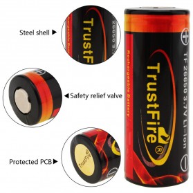 TrustFire Baterai Li-ion 26650 Protection Board 5000mAh 3.7V Flat Top - Black - 3