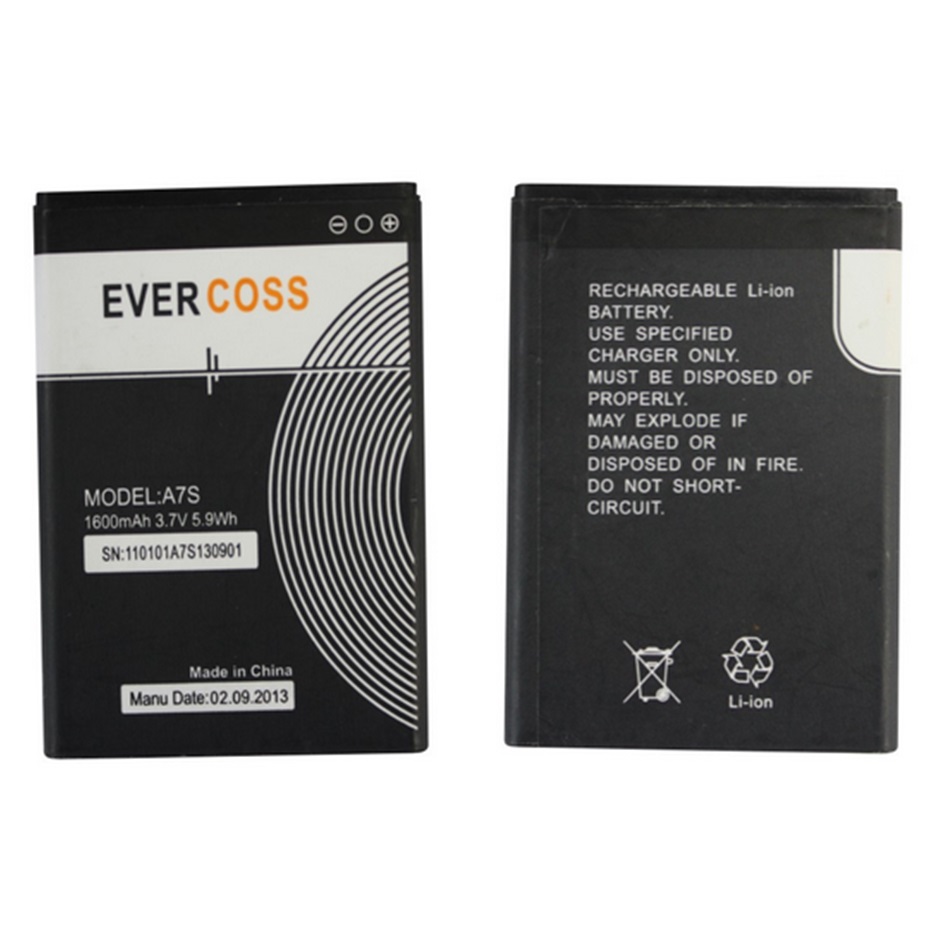 Battery for Evercoss Mobile 1600mAh - A7S - 3 ...