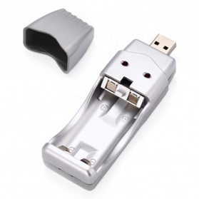 USB Battery Travel Charger for Ni-MH AA/AAA Battery - Silver - 1