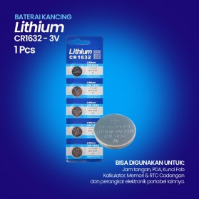Ragam Baterai Primer, Rechargeable, Barang Elektronik - Baterai Kancing Lithium 3 V 1 PCS - CR1632