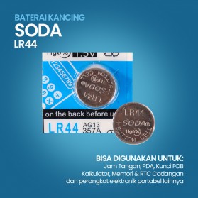 SODA Baterai Kancing Lithium AG13 LR44 L1154 357 A76 1.5V 1 PCS