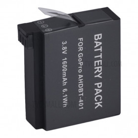 Rechargeable Li-Ion Battery for GoPro Hero 4 3.8V 1600mAh - AHDBT-401 (Replika 1:1) - Black