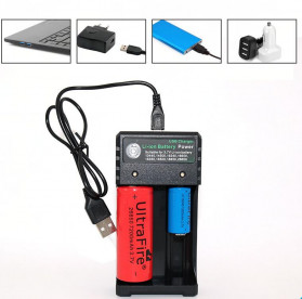 GTF Charger Baterai 18650 2 Slot Plug Micro USB - BH-042100 - Black - 2