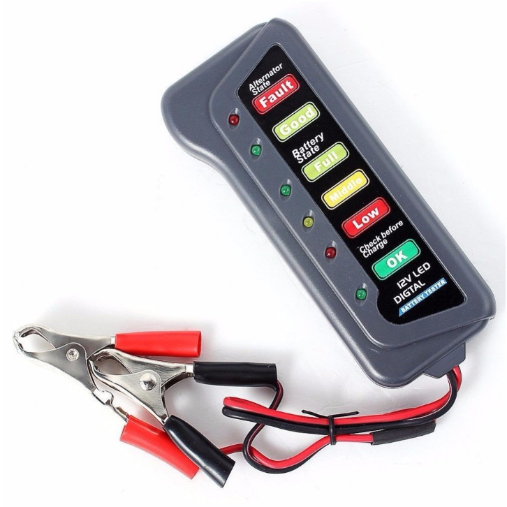 Bj's Car Battery Charger Tirol Tester Baterai Digital 12v 6 Led - Bj-803 - Black - Jakartanotebookcom