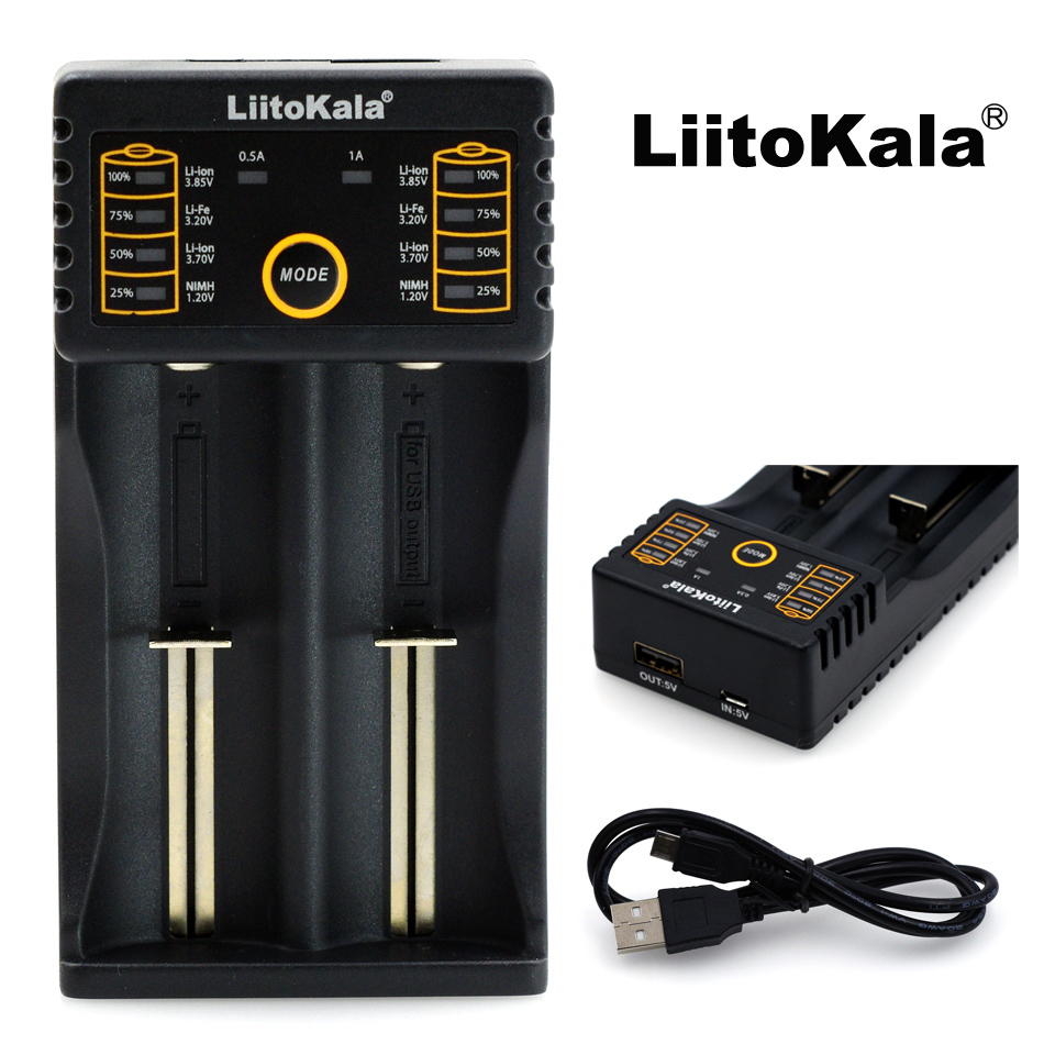 Liitokala Charger Baterai 18650 2 Slot With USB Output Lii 202