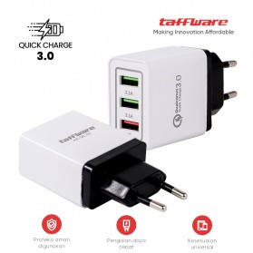 Taffware Charger USB 3 Port Qualcomm QC 3.0 EU Plug - AR-QC-03 - Black