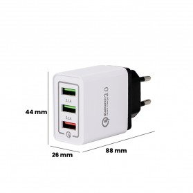 Taffware Charger USB 3 Port Qualcomm QC 3.0 EU Plug - AR-QC-03 - Black - 9