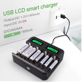 PALO Charger Baterai 8 Slot Dual LCD for AA AAA SC C D - NC556 - Black - 4