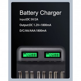 PALO Charger Baterai 8 Slot Dual LCD for AA AAA SC C D - NC556 - Black - 5