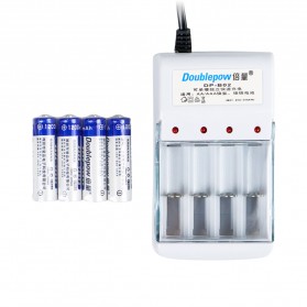 Doublepow Charger Baterai 4 slot for AA/AAA with 4 PCS AA Battery Rechargeable NiMH 1200mAh - DP-B02 - White - 1