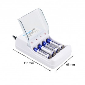 DOUBLEPOW Charger Baterai 4 slot for AA/AAA with 4 PCS AAA Battery Rechargeable NiMH 1250 mAh - DP-B02 - White - 7