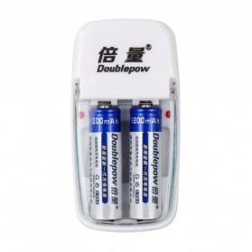 DOUBLEPOW Charger Baterai 2 slot for AA/AAA with 2 PCS AA Battery Rechargeable NiMH 1200mAh - DP-B01 - White - 1