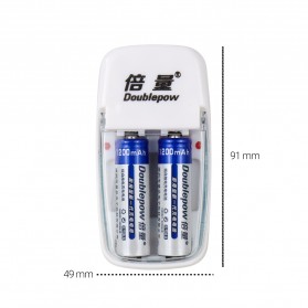 DOUBLEPOW Charger Baterai 2 slot for AA/AAA with 2 PCS AA Battery Rechargeable NiMH 1200mAh - DP-B01 - White - 4