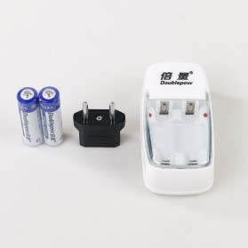 DOUBLEPOW Charger Baterai 2 slot for AA/AAA with 2 PCS AA Battery Rechargeable NiMH 800mAh - DP-B01 - White - 7