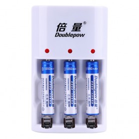 DOUBLEPOW Charger Baterai 3 slot for AA/AAA with 3 PCS AAA Battery 1250mAh - DP-B33 - White