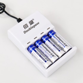 DOUBLEPOW Charger Baterai 4 slot AA/AAA with 4 PCS AA Battery Rechargeable NiMH 1200mAh - DP-U82 - White - 2