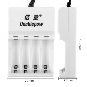 DOUBLEPOW Charger Baterai 4 slot AA/AAA with 4 PCS AA Battery Rechargeable NiMH 1200mAh - DP-U82 - White - 5