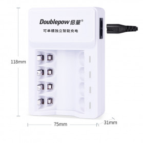 DOUBLEPOW Charger Baterai 4 slot for AA/AAA with 4 PCS AA Battery Rechargeable NiMH 3000mAh - DP-K11 - White - 9