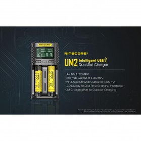 Nitecore Intelligent QC2 USB Charger Baterai 2 Slot Li-ion NiMH - UM2 - Black - 7
