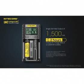 Nitecore Intelligent QC2 USB Charger Baterai 2 Slot Li-ion NiMH - UM2 - Black - 9