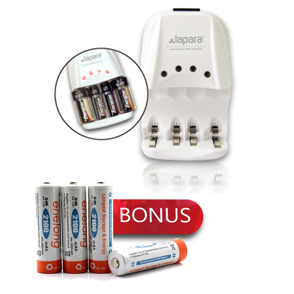 Lapara II Alkaline Battery Charger BONUS Enelong Rechargeable AA (HR6