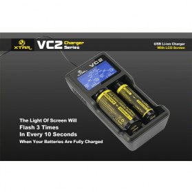 Xtar VC2 Premium Micro USB Battery Charger 2 Slot for Li-ion with LCD Display - Black - 4