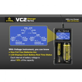 Xtar VC2 Premium Micro USB Battery Charger 2 Slot for Li-ion with LCD Display - Black - 5
