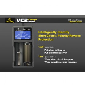 Xtar VC2 Premium Micro USB Battery Charger 2 Slot for Li-ion with LCD Display - Black - 7