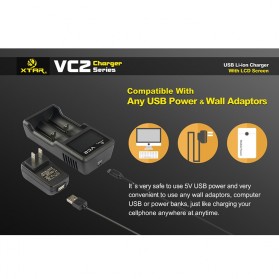 Xtar VC2 Premium Micro USB Battery Charger 2 Slot for Li-ion with LCD Display - Black - 8