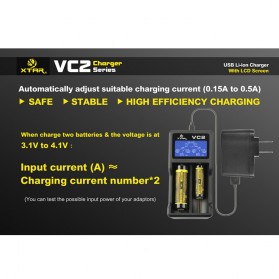 Xtar VC2 Premium Micro USB Battery Charger 2 Slot for Li-ion with LCD Display - Black - 9