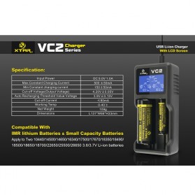 Xtar VC2 Premium Micro USB Battery Charger 2 Slot for Li-ion with LCD Display - Black - 11