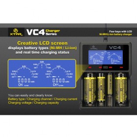 Xtar VC4 Premium Battery Charger 4 Slot for Li-ion and Ni-Mh with LCD Display - Black - 7