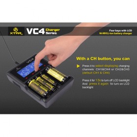 Xtar VC4 Premium Battery Charger 4 Slot for Li-ion and Ni-Mh with LCD Display - Black - 8