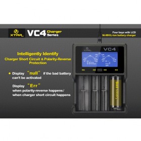 Xtar VC4 Premium Battery Charger 4 Slot for Li-ion and Ni-Mh with LCD Display - Black - 9