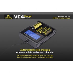 Xtar VC4 Premium Battery Charger 4 Slot for Li-ion and Ni-Mh with LCD Display - Black - 10